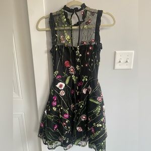 Black embroidered floral dress